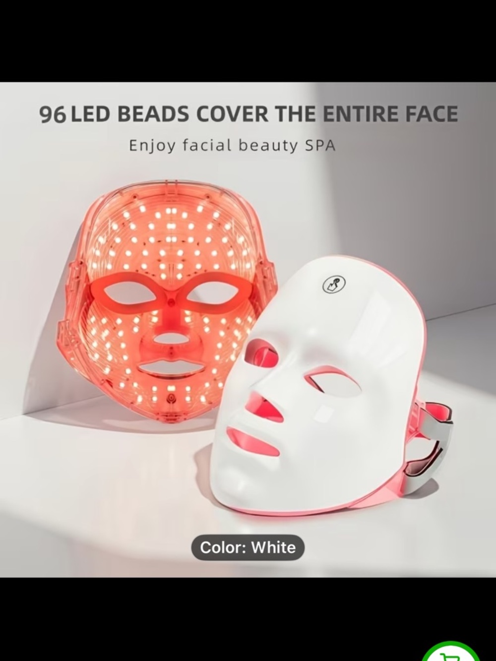 LED Light Therapy Facial Mask - White & Pink